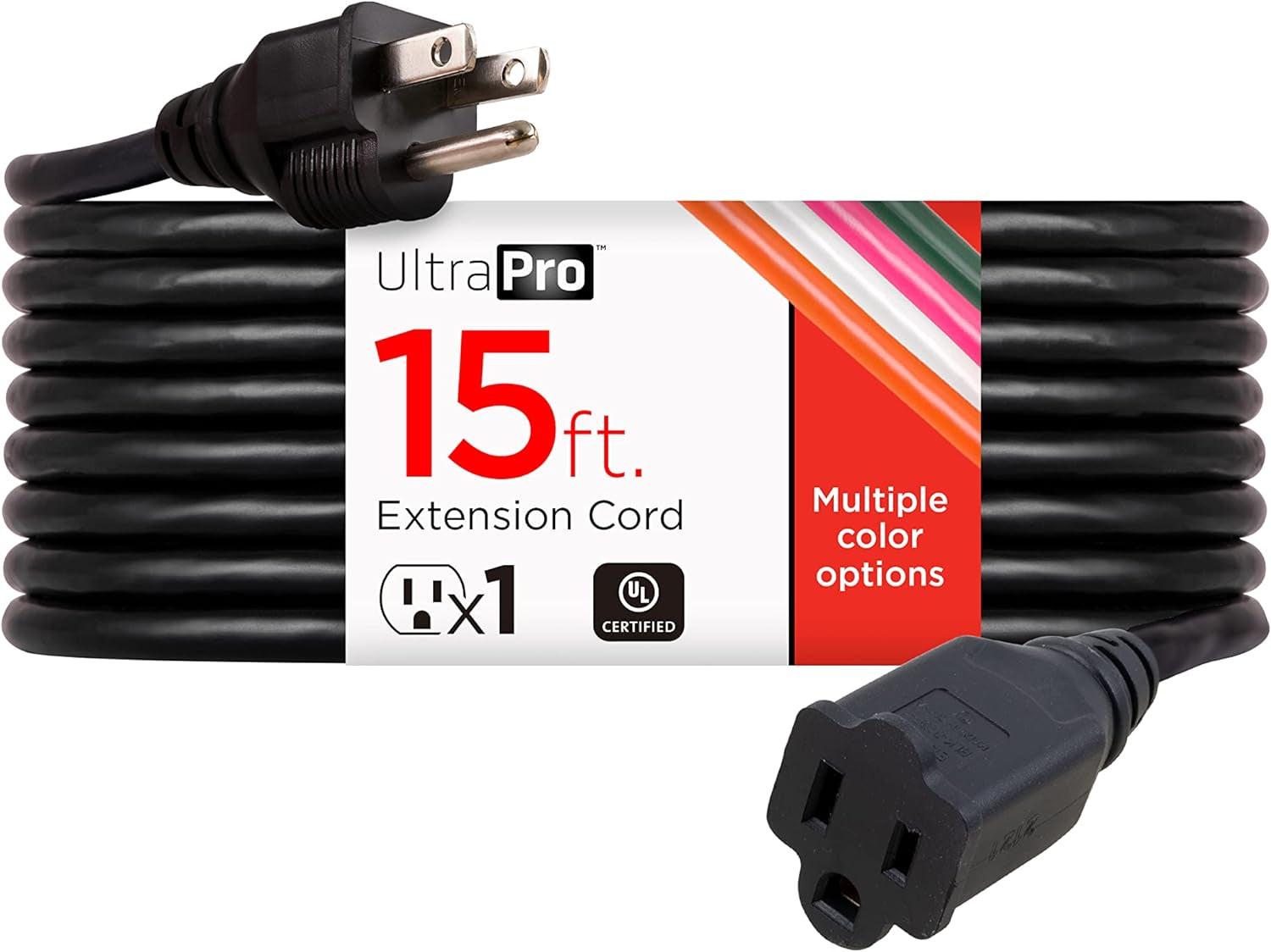 Outdoor Extension Cord, 15 Ft, Heavy Duty Extension Cord.