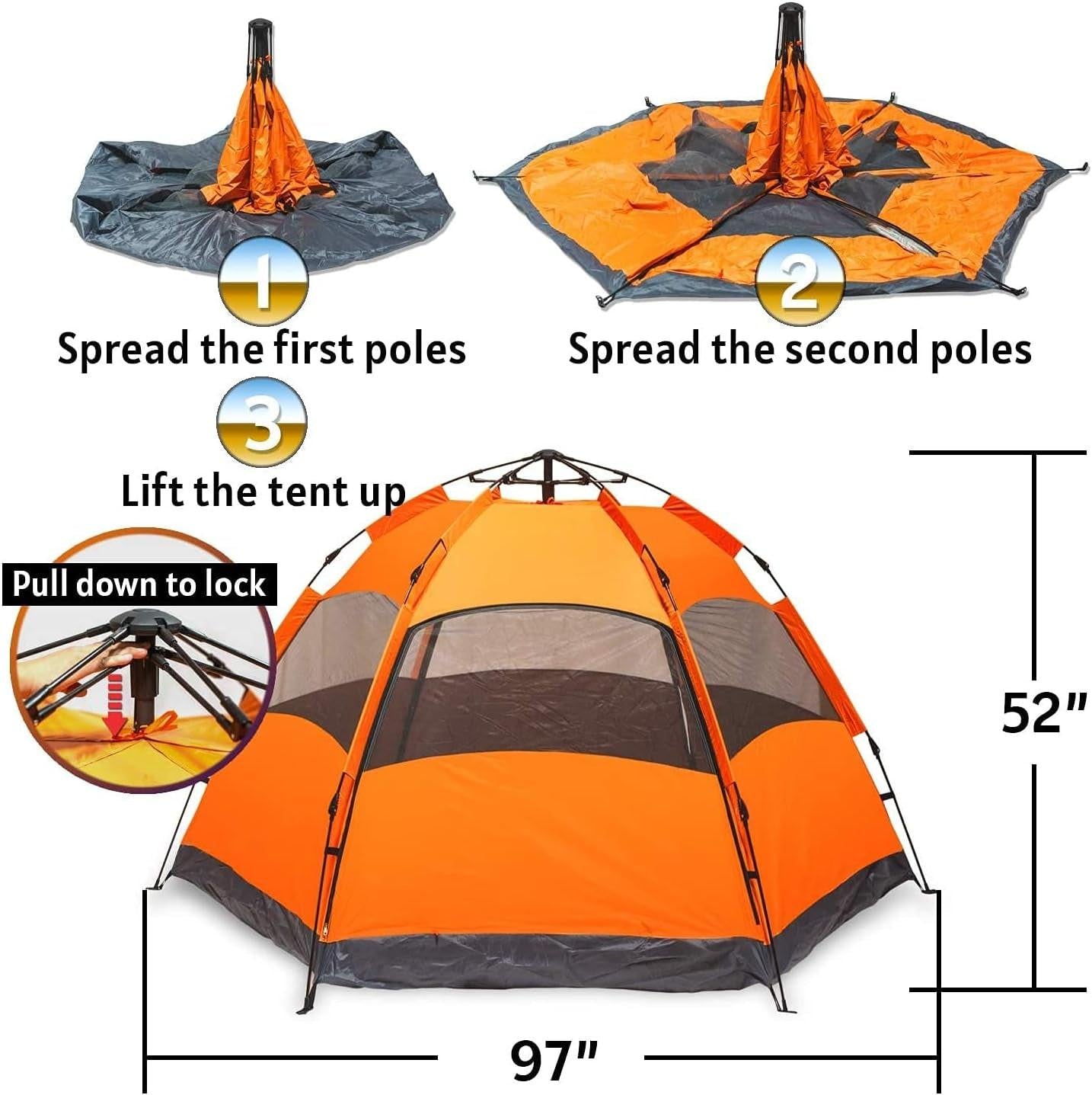 Camping Tent Easy Setup Waterproof Tent for Camping.