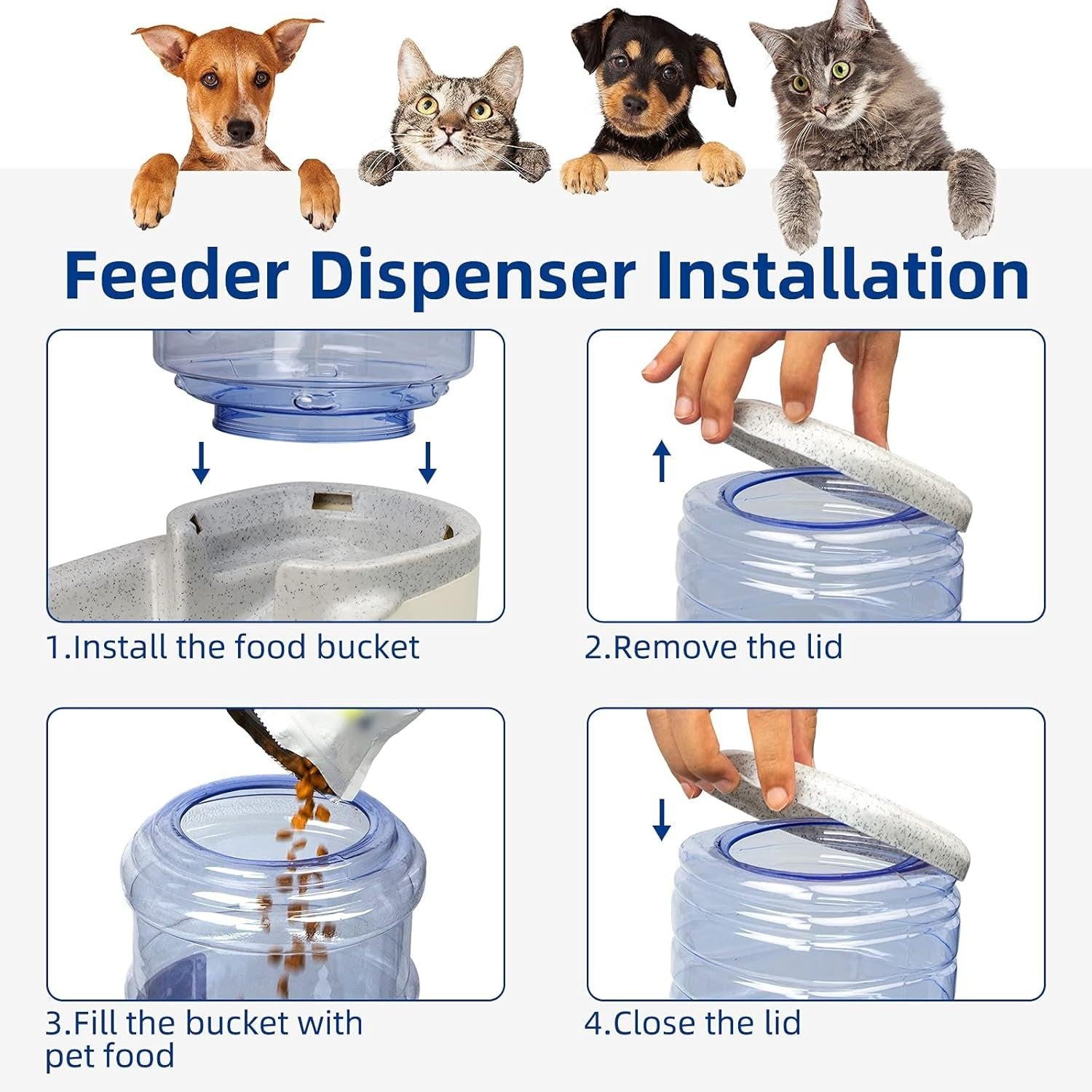 Self-Dispensing Dog Cat Pet Food Water Dispenser.