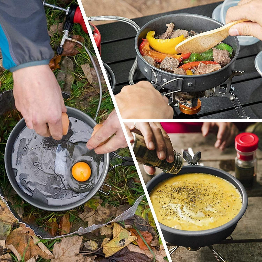 Camping Cookware Mess Kit: Pot Pan and Kettle, Portable Outdoor Hiking Camping Cooking Set.
