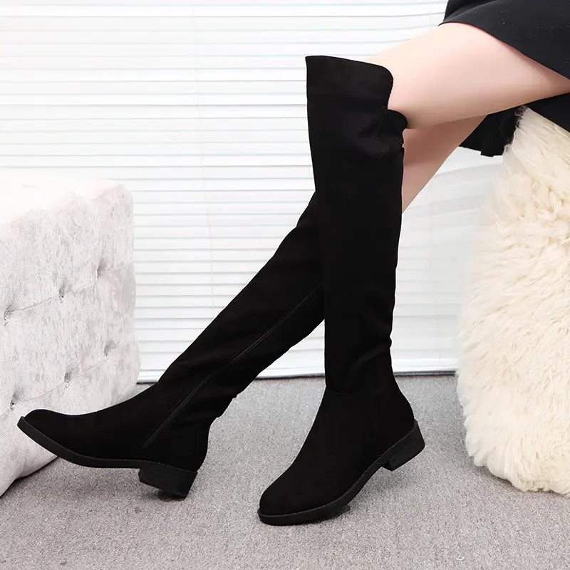 Women's Over The Knee Flat High Tube Boots.