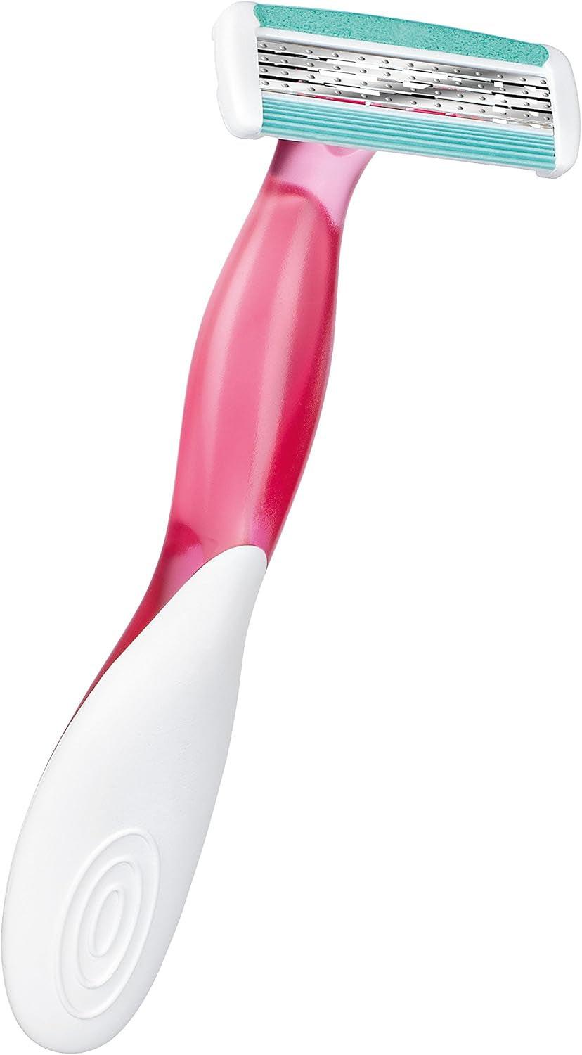 Soleil Bella Colours 4, 3 Shavers in 1 Packet  - Spring Mounted Blades with Pivoting Head for Ultra Smooth Shave.