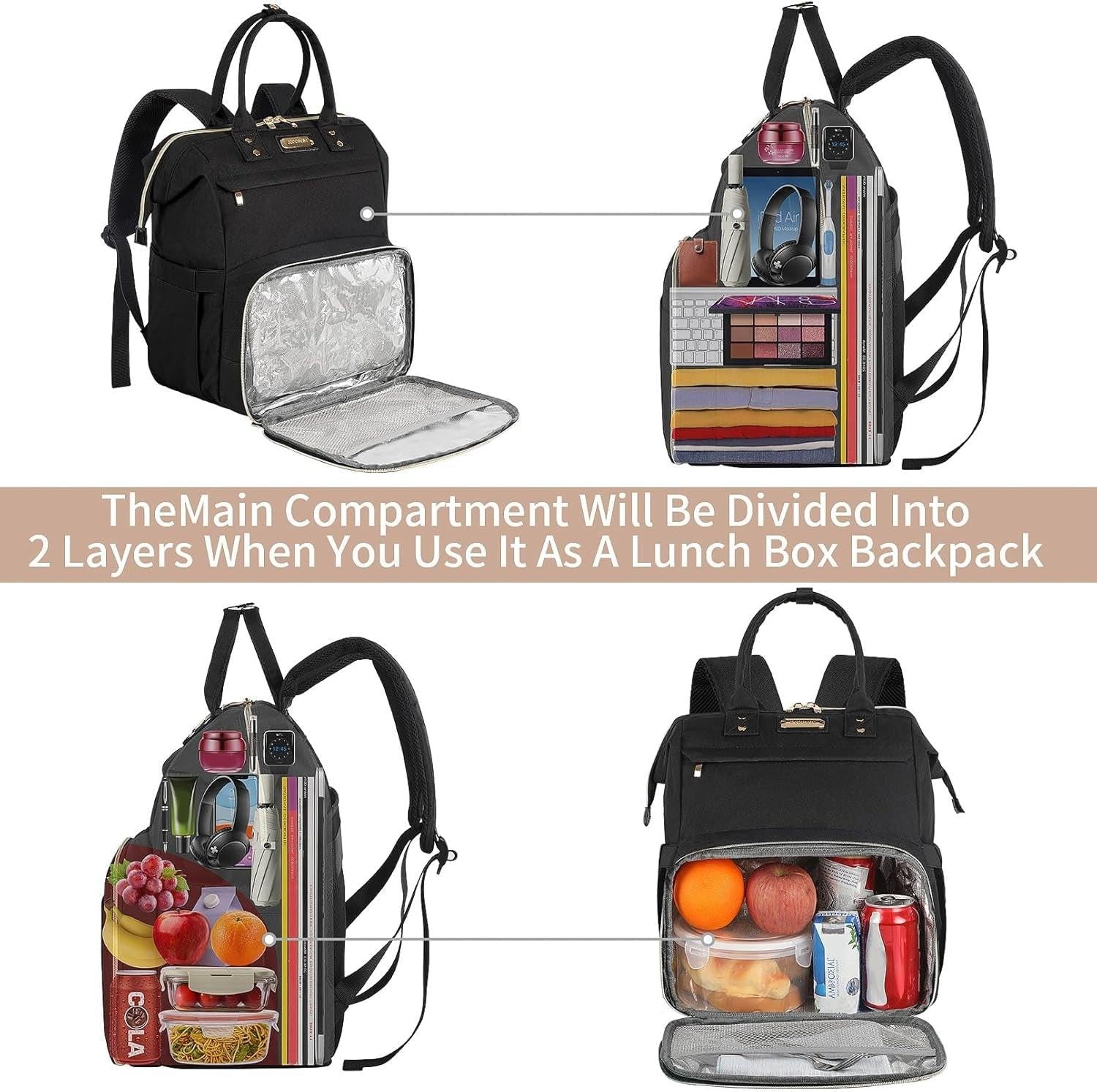 Lunch Bag Backpack, Insulated Cooler Backpack.