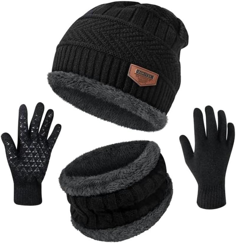 Winter set: Gloves Set Thick Warm Beanie Hat Knit Neck Warmer.