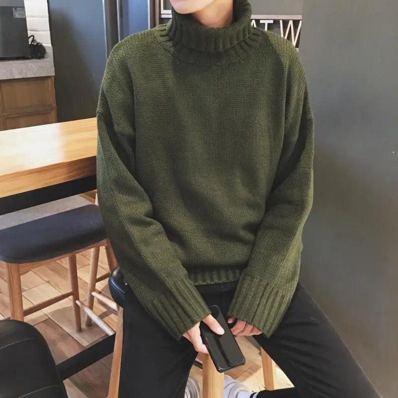 Men's Turtleneck Sweater - Loose Fit Fall Winter Knit